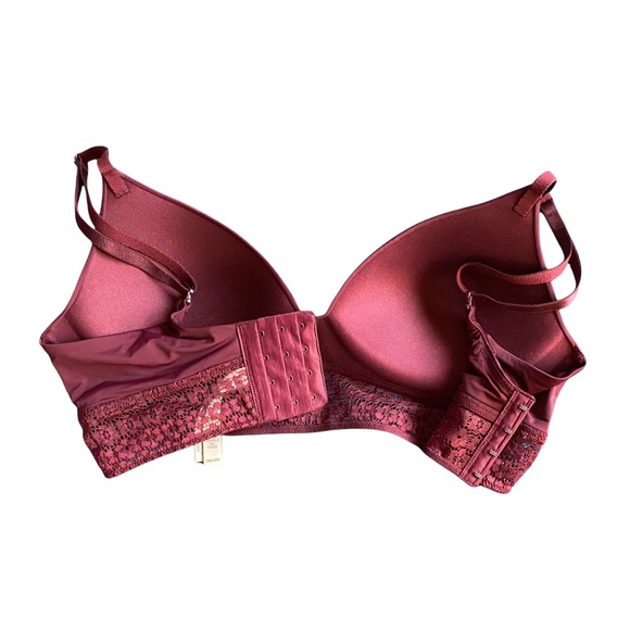 Victoria Secret Wireless Bra Red Burgundy Light Padded Stretch Size 34C NEW - Picture 2 of 5